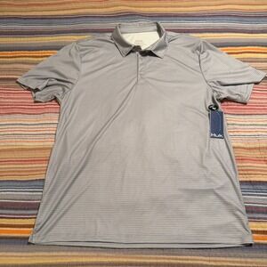 Huk Pursuit Novelty Polo Mens XL Blue Gray Striped Performance Shirt H1200633